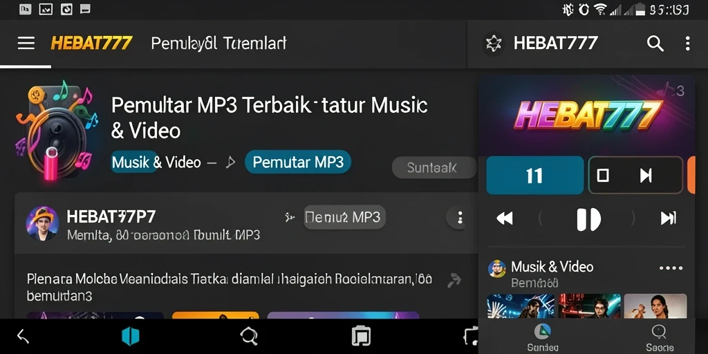 Tampilan antarmuka HEBAT777 dengan fitur Pemutar MP3 yang menarik.