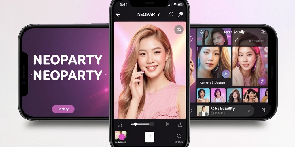 Tampilan antarmuka NEOPARTY yang modern dan menarik.