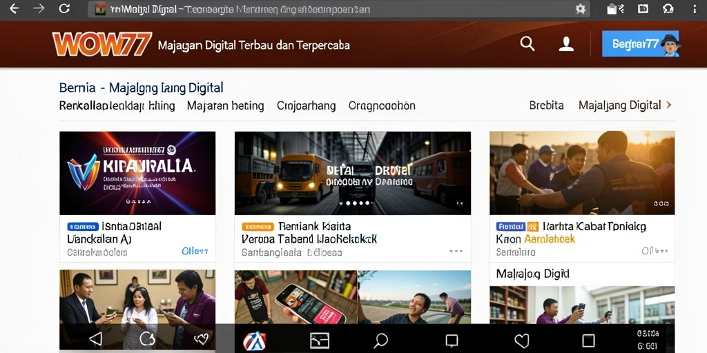 Antarmuka WOW77 yang modern dan informatif untuk Majalah Digital.