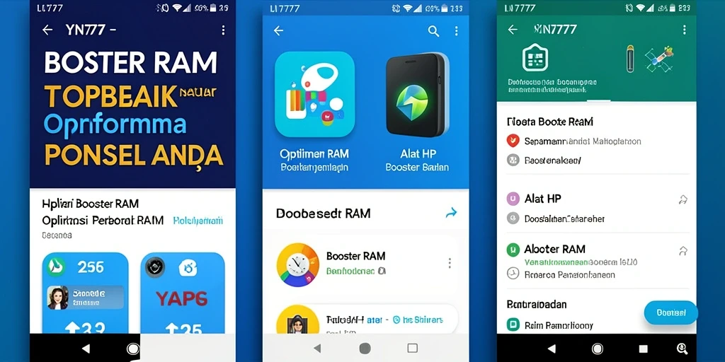 Tampilan antarmuka YN777 yang sederhana dan efektif untuk pembersihan RAM.