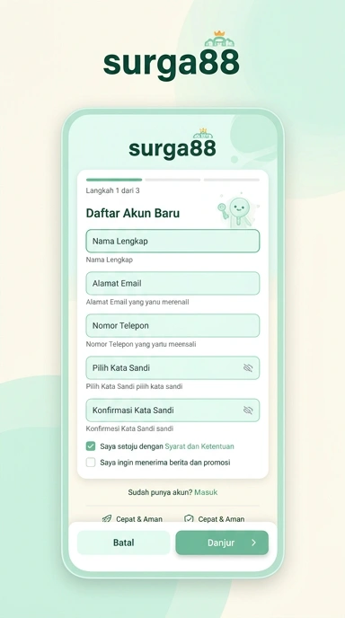 Tampilan halaman daftar surga88